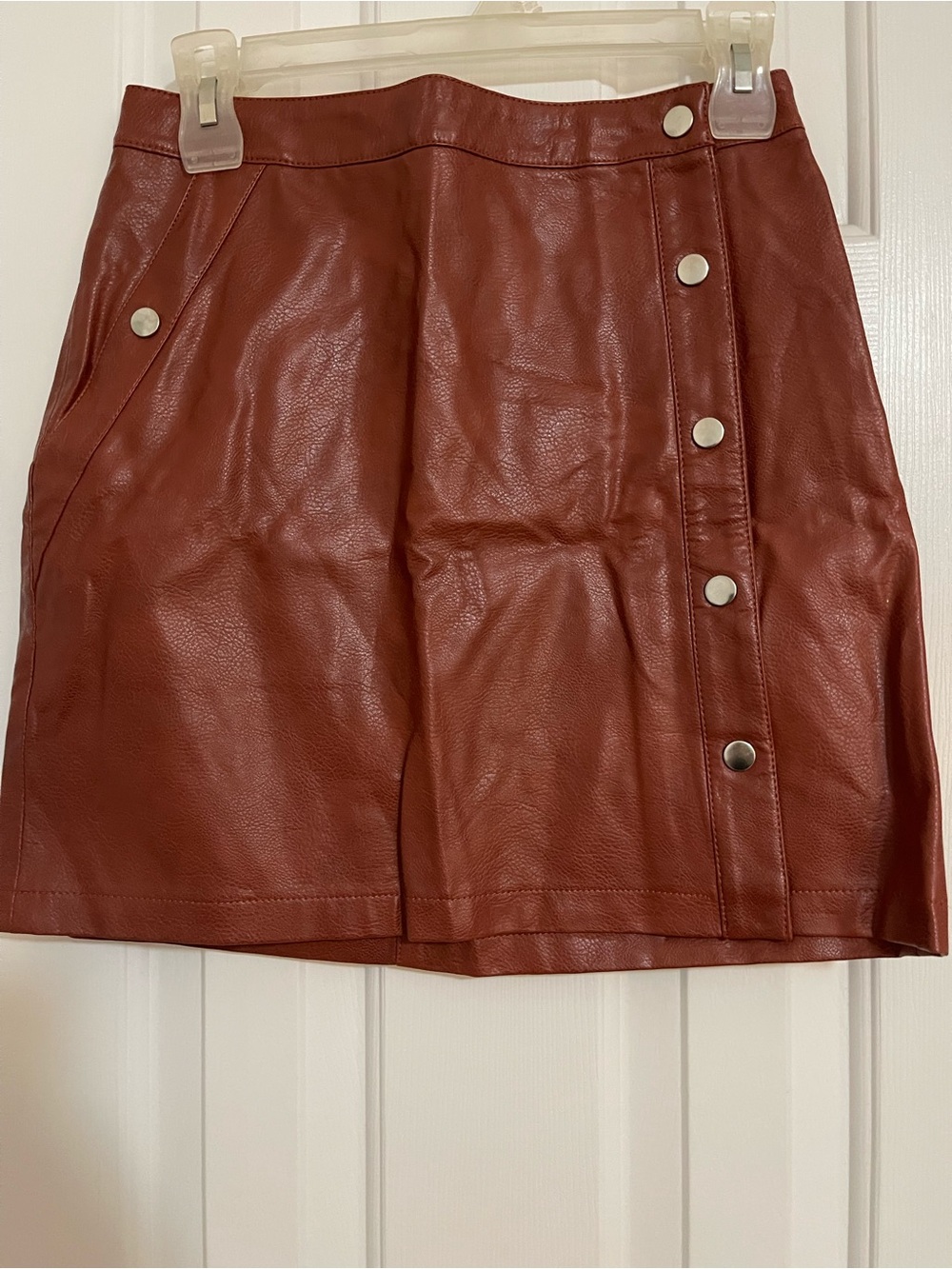 Urban Outfitters Brown Faux Leather Button-Front Mini Skirt